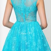 Ice blue A-line ruffles lace asymmetry prom dress jewel neck high low zipper up wedding party dress elegant prom dress