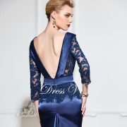 Navy blue long evening dress sexy mermaid v neck backless chapel train wedding party formal dress lace evening dresses