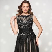 2017 Vintage Black Evening dresses Long A-line Jewel Sleeveless Lace Elegant Formal Evening Dresses Dubai Celebrity dress