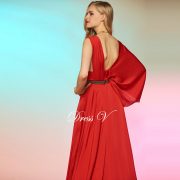 Red long prom dress beading sashes draped sleeveless split-front backless court train elegant formal evning prom dresses