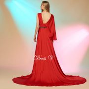 Red long prom dress beading sashes draped sleeveless split-front backless court train elegant formal evning prom dresses