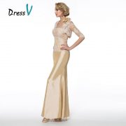 Elegant Plus Size Gold Mother Of The Bride Dresses With Lace Jacket Strapless Mermaid Long Mother Evening Gowns Custom Made