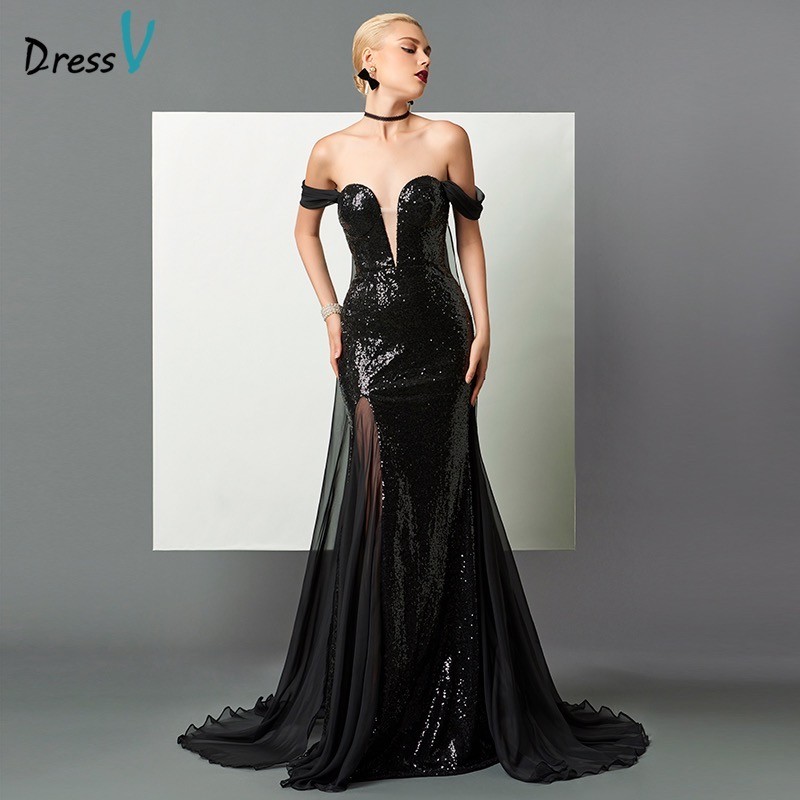 black mermaid gown with train