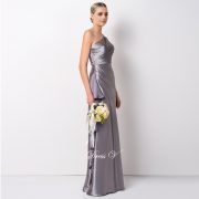 Elegant One Shoulder Long Bridesmaid Dresses Floor Length A-Line Ruffles Elastic Satin Prom Gown Wedding Party Prom Dress
