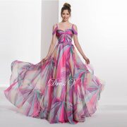 2017 Spaghetti Straps A-line printed long prom dress beading zipper up off the shoulder formal evening dress prom dress