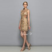 Yellow beaded lace mini cocktail dress scoop neck sleeveless sheath above knee short cocktail dress formal party dress