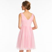 Pink v neck a line bridesmaid dress zipper-up short mini sleeveless wedding party formal women bridesmaid dresses