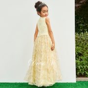 Yellow flower girl dress jewel neck a line zipper up floor length wedding party formal dress tulle flower girl dresses