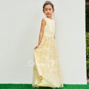 Yellow flower girl dress jewel neck a line zipper up floor length wedding party formal dress tulle flower girl dresses