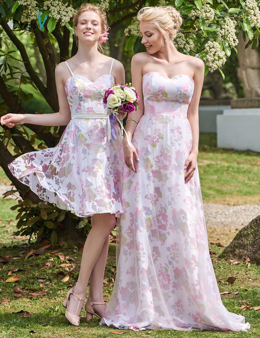 short floral bridesmaid dresses