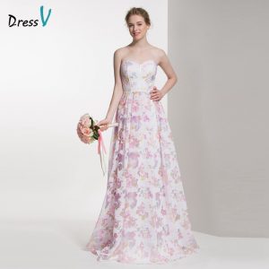 Sweetheart printing bridesmaid dress 2017 A-line sleeveless zipper up wedding party dress long printed bridesmaid dress