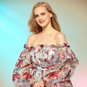 Prom dress cinderella asymmetry high low print off the shoulder long sleeves prom dress fashion custom made party dresses