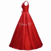 Elegant Red Matte Satin Long Prom Dress 2017 Simple A-Line V-Neck Lace Up Bow Evening Party Gown Prom Dress