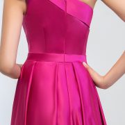 Simple Design Fuchsia Satin Plus Size One Shoulder Prom Dress A-Line Cheap Long Evening Dresses Formal Dress Prom Dress