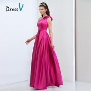 Simple Design Fuchsia Satin Plus Size One Shoulder Prom Dress A-Line Cheap Long Evening Dresses Formal Dress Prom Dress