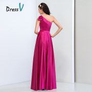 Simple Design Fuchsia Satin Plus Size One Shoulder Prom Dress A-Line Cheap Long Evening Dresses Formal Dress Prom Dress